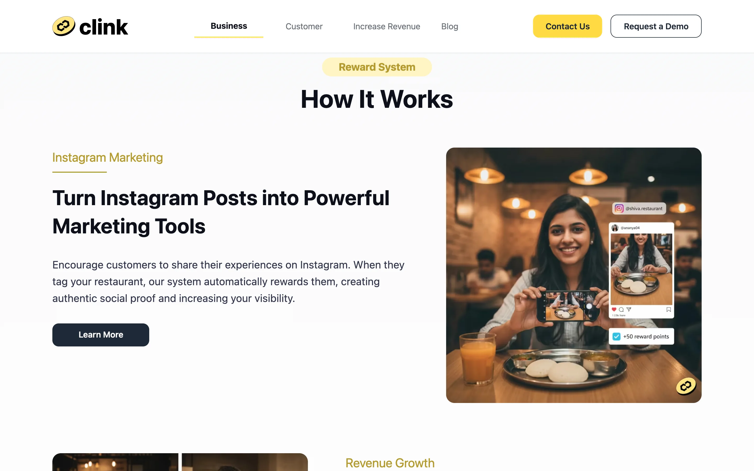 Clink how-it-works — Instagram marketing rewards