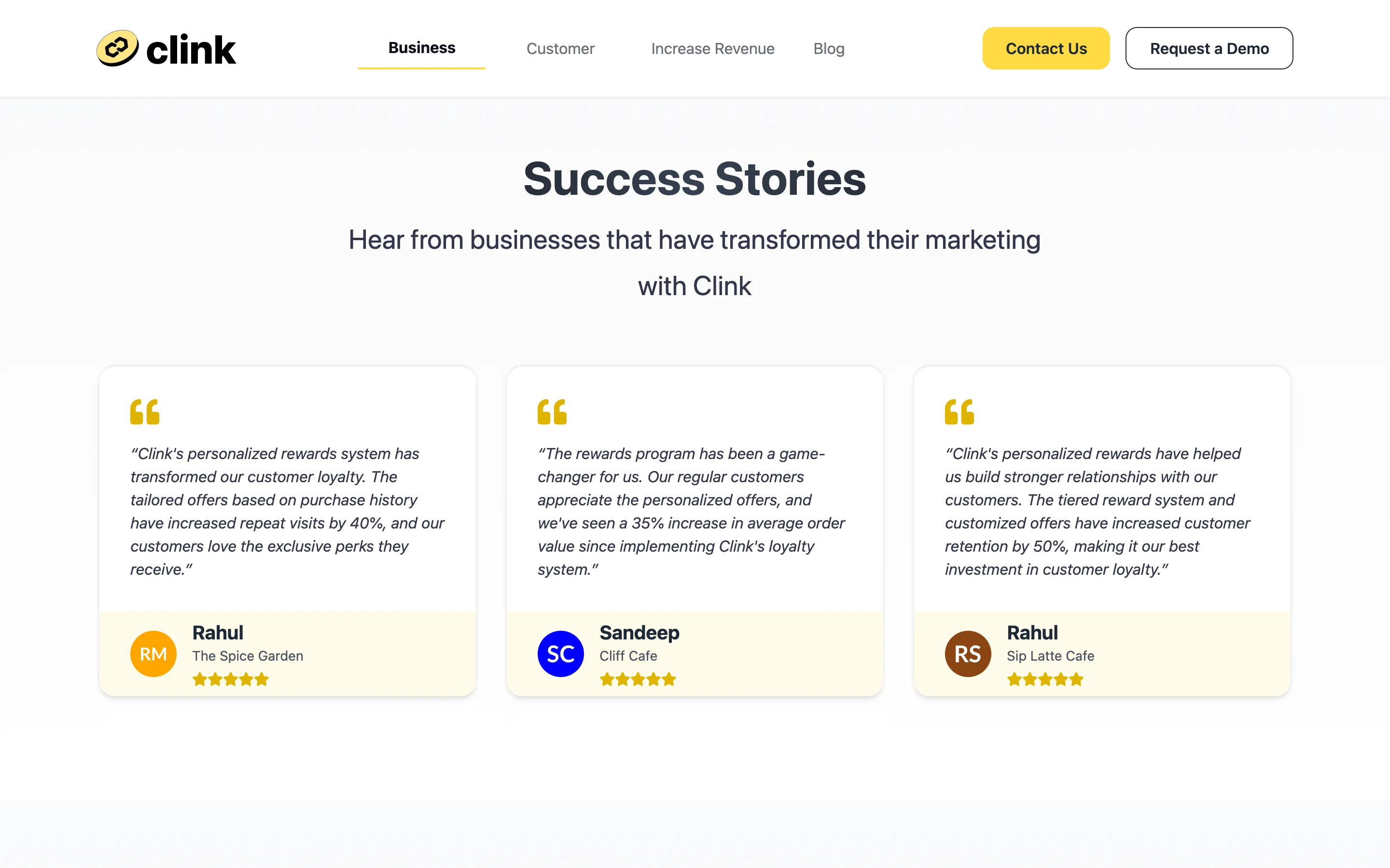 Clink customer success stories and testimonials