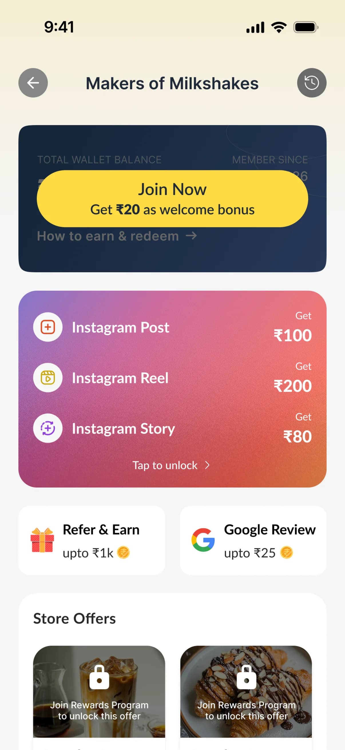 Clink app loyalty program sign-up
