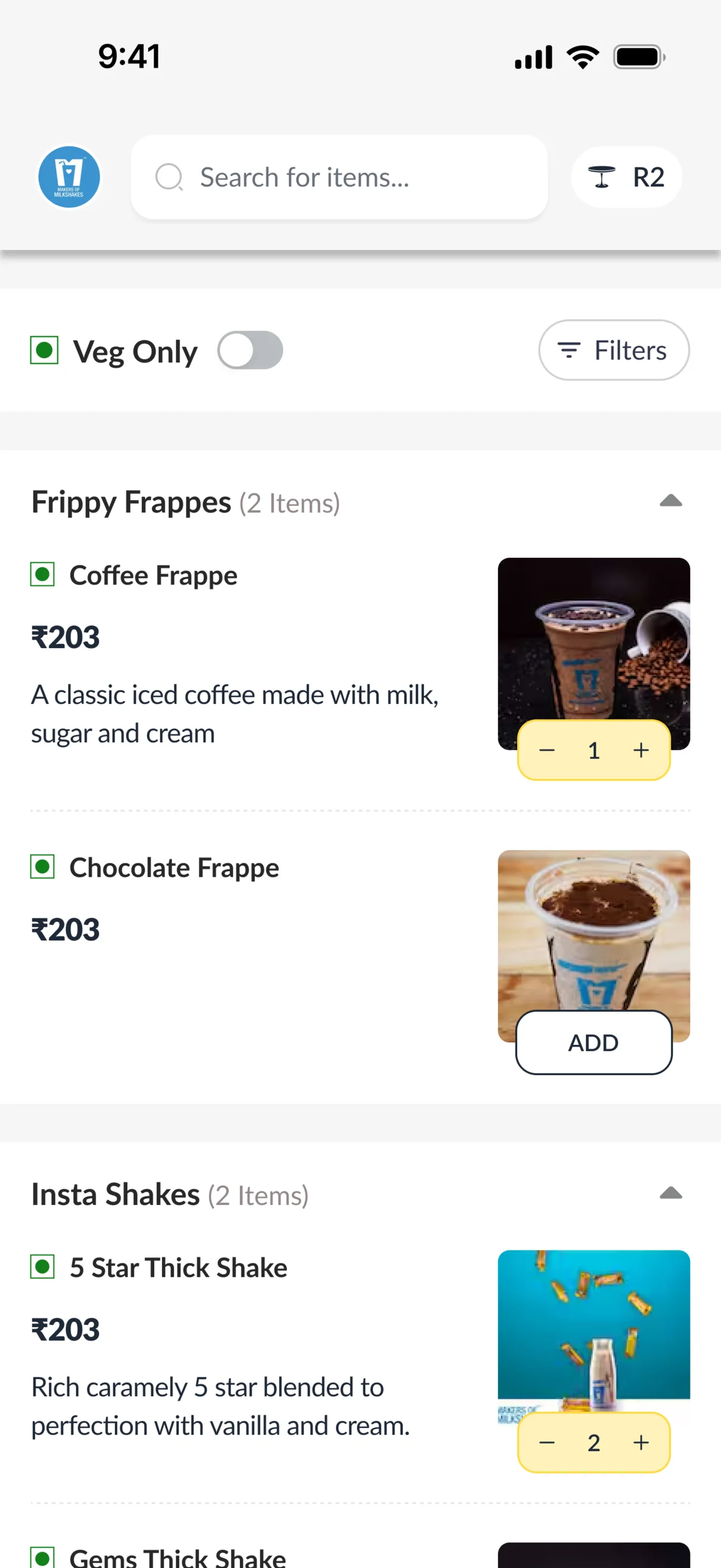 Clink app restaurant menu and ordering